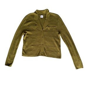 CAbi Olive Button-Up Cardigan